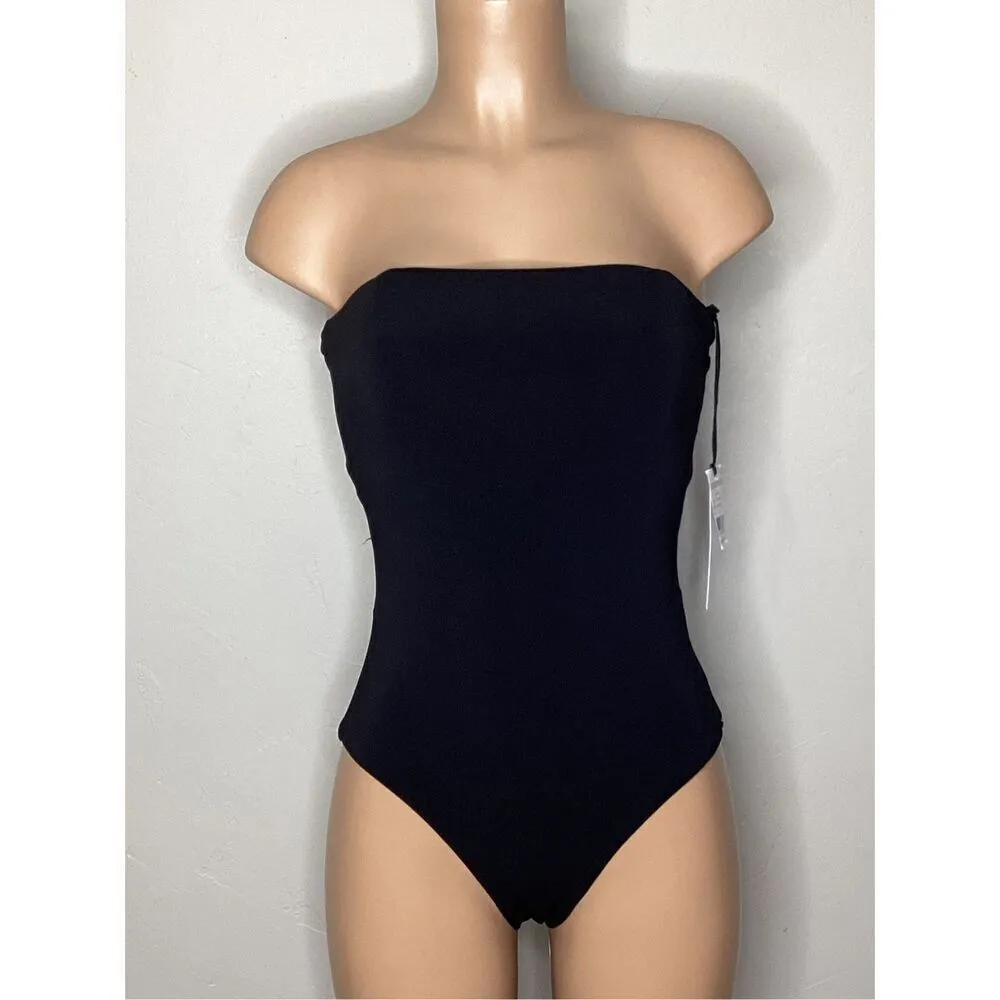 New. Robin Piccone black bandeau one piece. Size 10. Retails $179 - Image 3