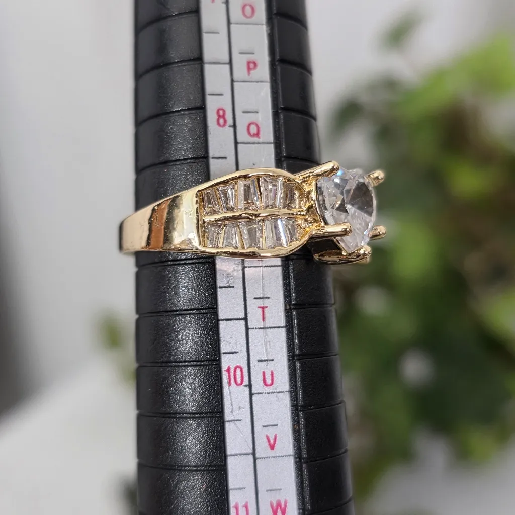 Gold Filled Ring CZ Heart Center Stone with Baguettes Size 9 - Image 11