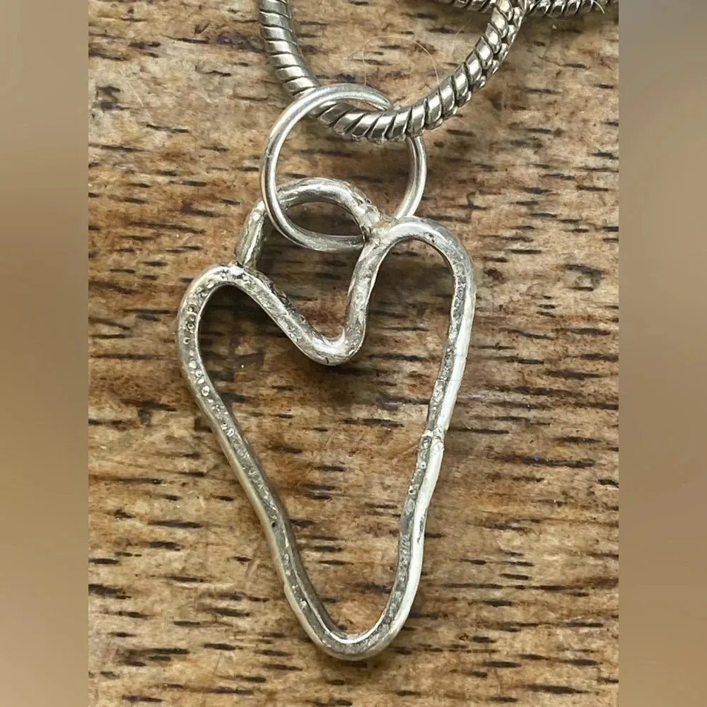 Rustic sterling silver heart necklace - Image 6