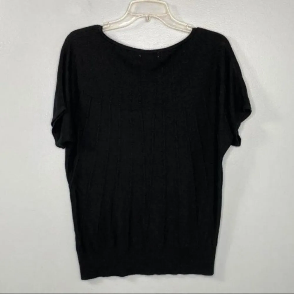New York & Company Black Lightweight Short Sleeve Sweater Knit Top Minimalist M Size M - Image 4