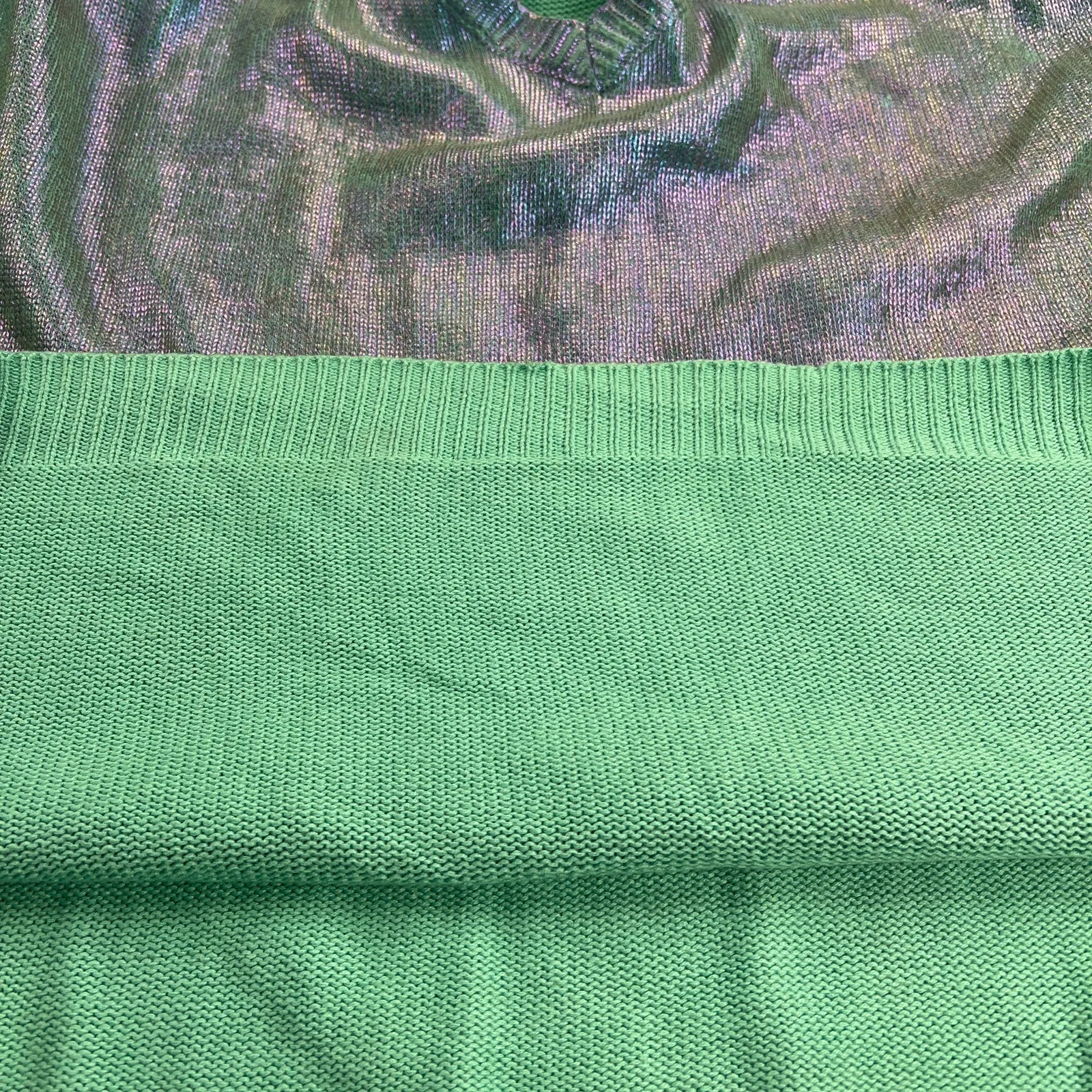 Disney Little Mermaid Iridescent Coated V-Neck Sweater Turquoise Lilac Size 5X - Image 8