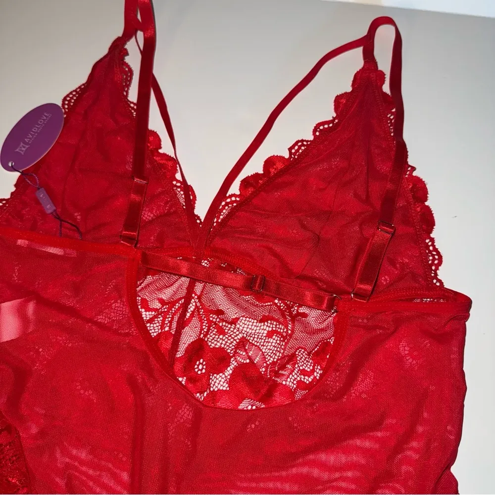 Avidlove Womens Lingerie Lace Teddy One Piece Sexy Mini Bodysuit Valentine’s Day - Image 4