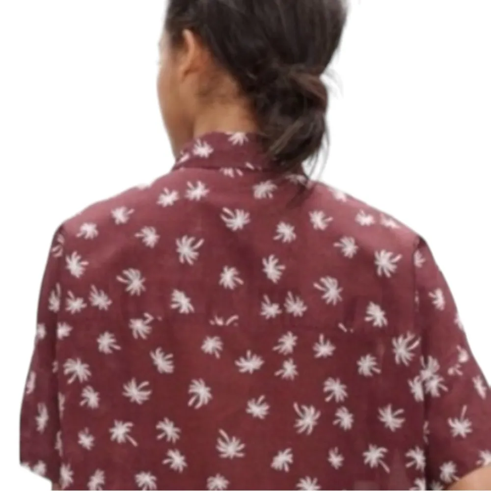 Madewell Maroon Palm Tree Courier Button Down Short Sleeve Top Shirt size Small - Image 4