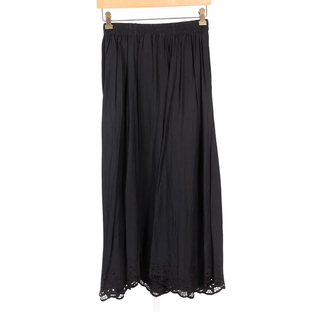 Jane Ashley Maxi Skirt M Womens NEW Eyelet Black Elastic Waist Rayon - Image 6