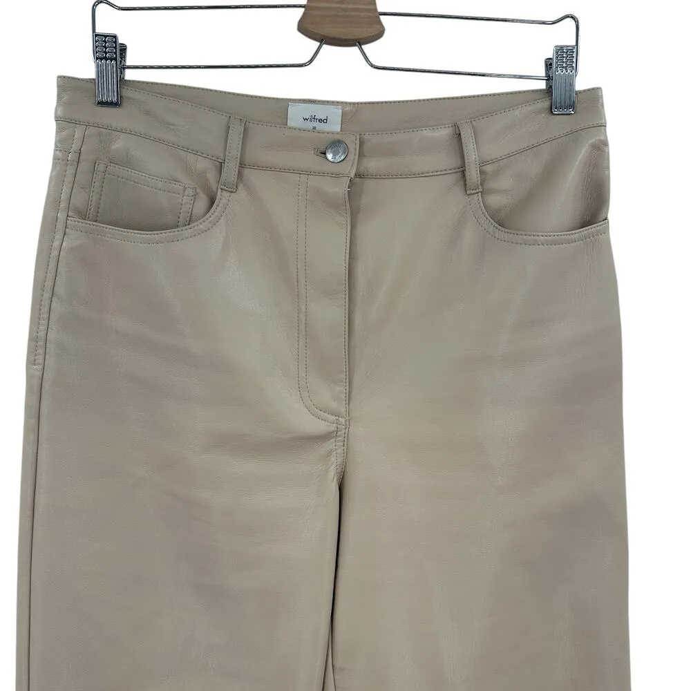 Aritzia Wilfred The Melina Pants Vegan Leather‎ Cropped Beige Size 10 - Image 2