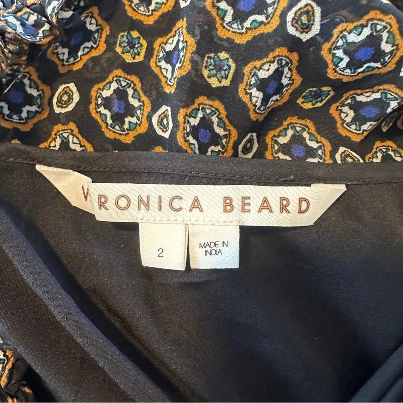 Veronica Beard Sacchi Token Print Mini Dress Long Sleeve 2 - Image 4