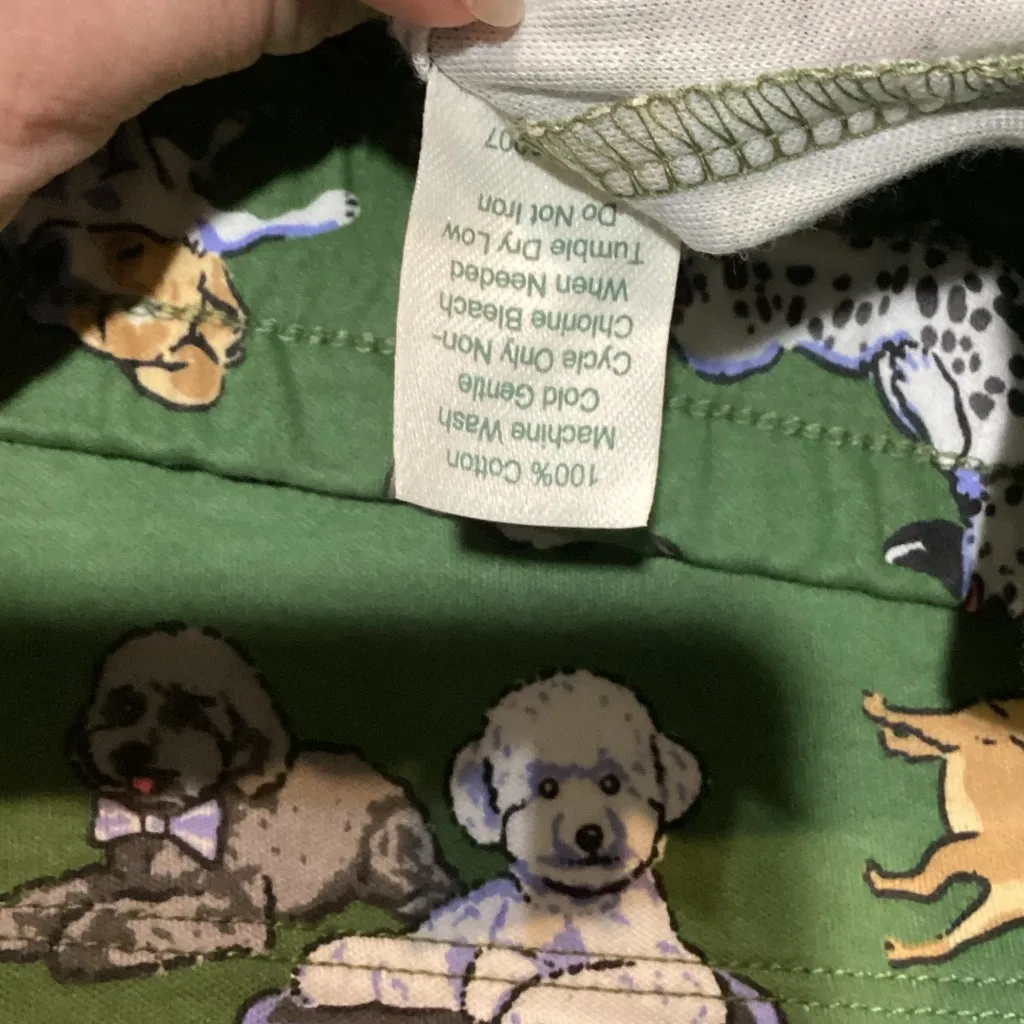 Vera Bradley Green Dog Park Print Pajama Pants Sz Large - Image 6