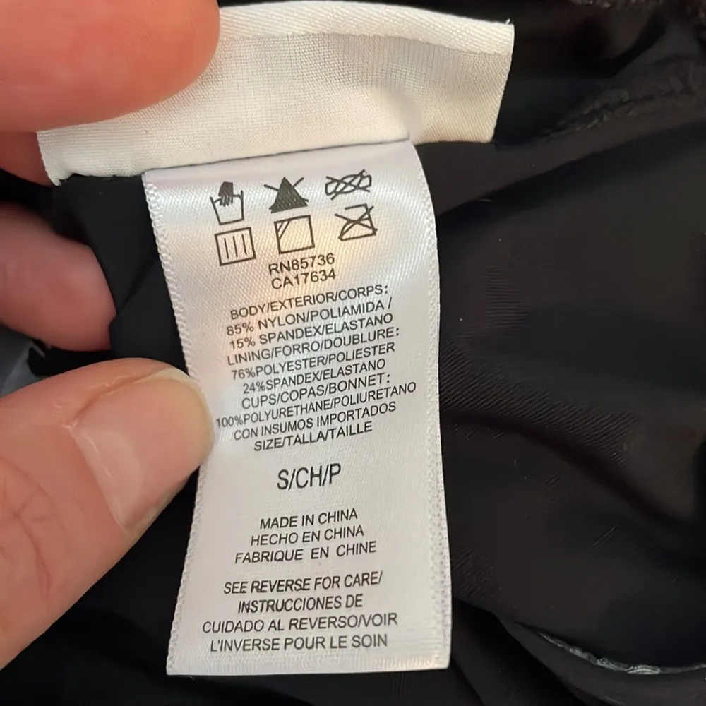 Swim Bathing Suit Top only Black with Gray Polka dots Loose Fit Small - Image 11