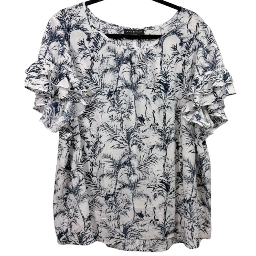 NWT Lane Bryant Tiger Birds Tropical Print Flutter-Sleeve‎ Crew-Neck Top 20 - Image 6