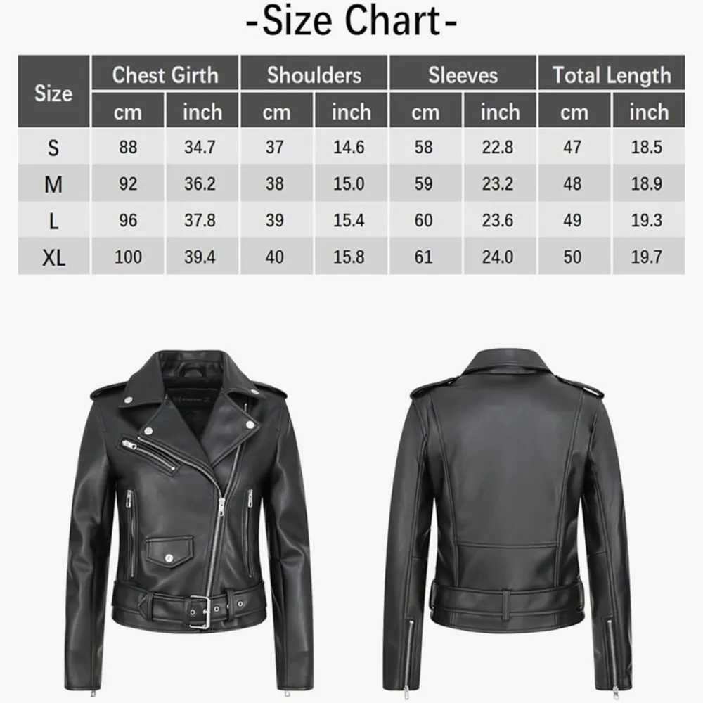 Faux leather moto biker black jacket womens Size Medium - Image 14