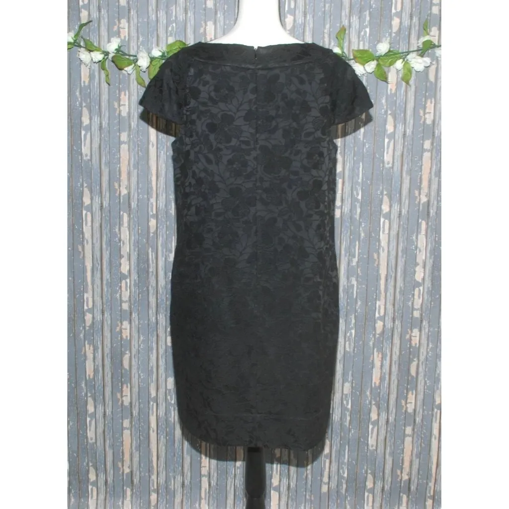 Banana Republic Black Lace Jacquard Short Cocktail Party Dress Size 14 LBD - Image 5