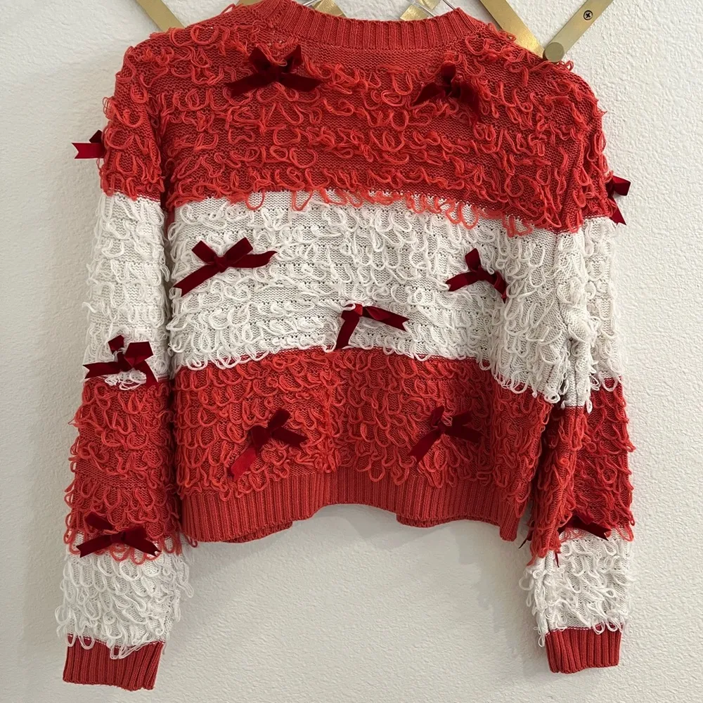 Might Fine Knot Loop Velvet Bow Cardigan Medium - Image 7