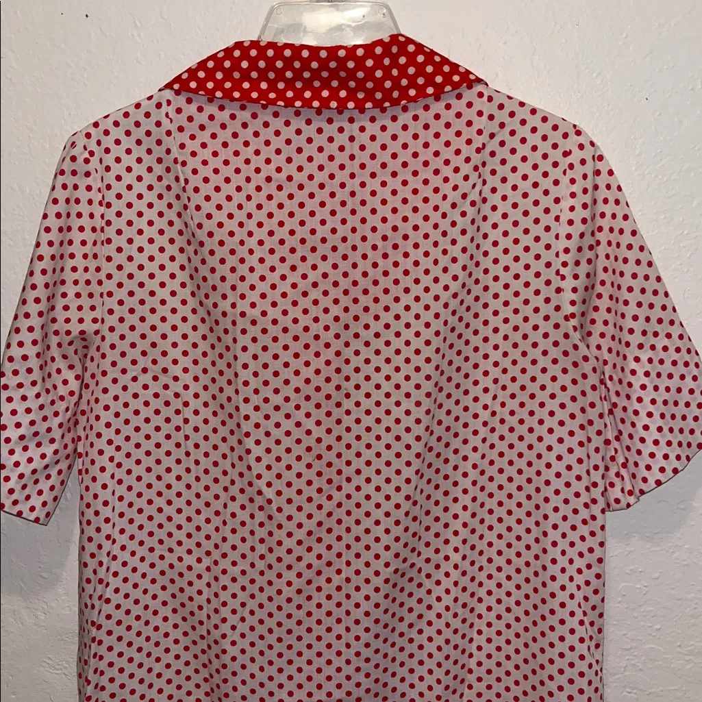 Vintage 70s Models Coat Polka Dot House Dress Robe Mumu Size L - Image 5