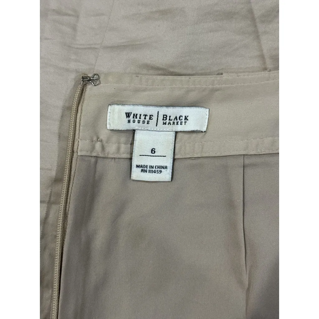 White House Black Market Womens Beige A-Line Skirt Size 6 Cotton Blend Button Detail - Image 7