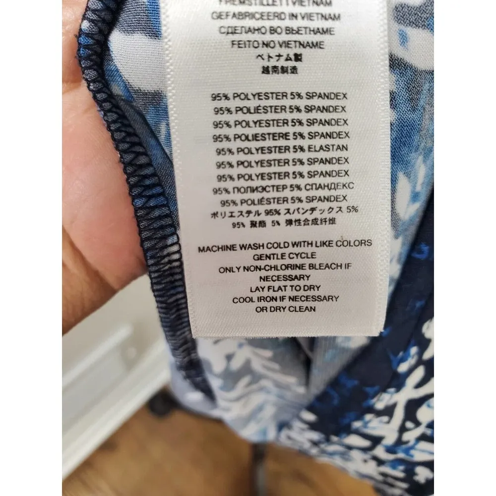 Michael Kors Women's Blue Polyester Round Neck Short Sleeve Knee Length Dress S - Image 10