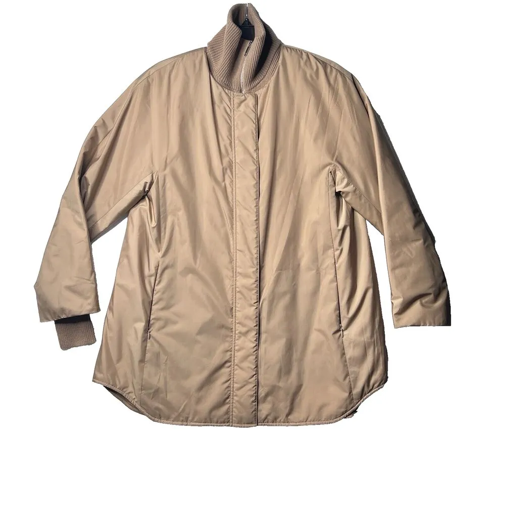 Lafayette 148 New York Coat Mackay Alpine Outerwear Knit Combo Tan Dickey Sz Sm - Image 3