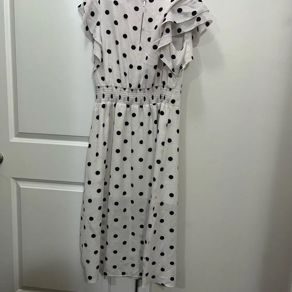 Great Jones White Polka Dot Ruffle Sleeve Dress Size Large $250 - Image 5
