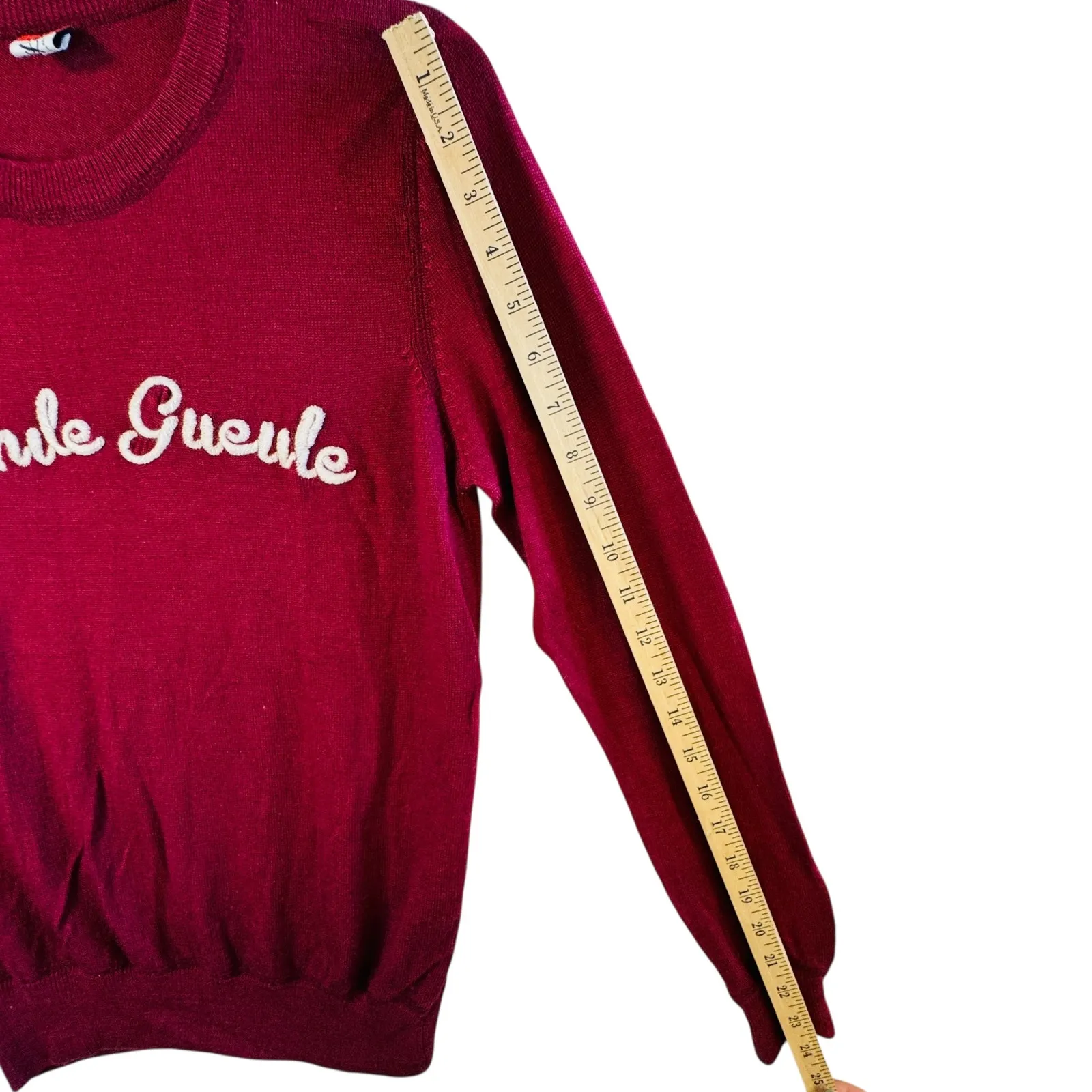 Le Léon Grande Gueule Red 100% Merino Wool Sweater Made in Nepal Womens S French - Image 10