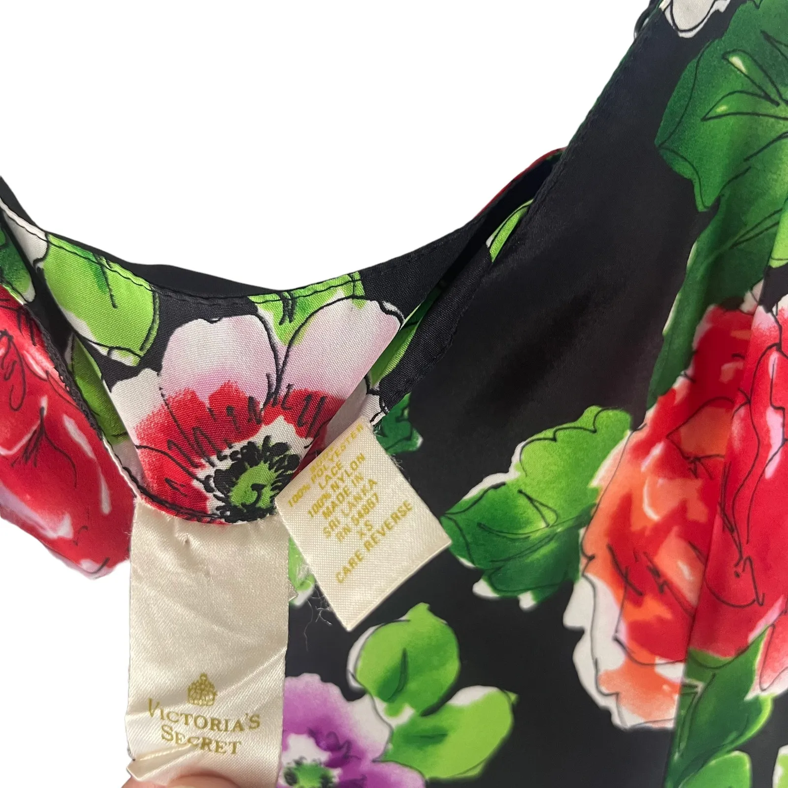 Victoria's Secret Vintage 90s Women‎ Small Black Floral Lace Lingerie Cami Top - Image 4