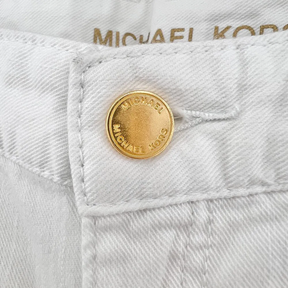 Michael Kors US 4 Womens White Distressed Low Rise Izzy Cropped Skinny Jeans - Image 6
