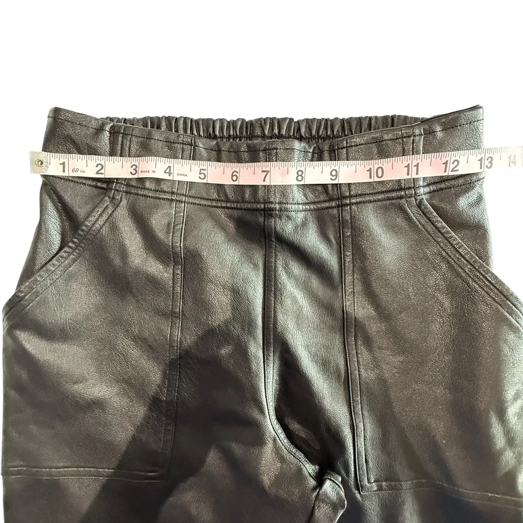 Spanx faux black leather joggers size small - Image 6