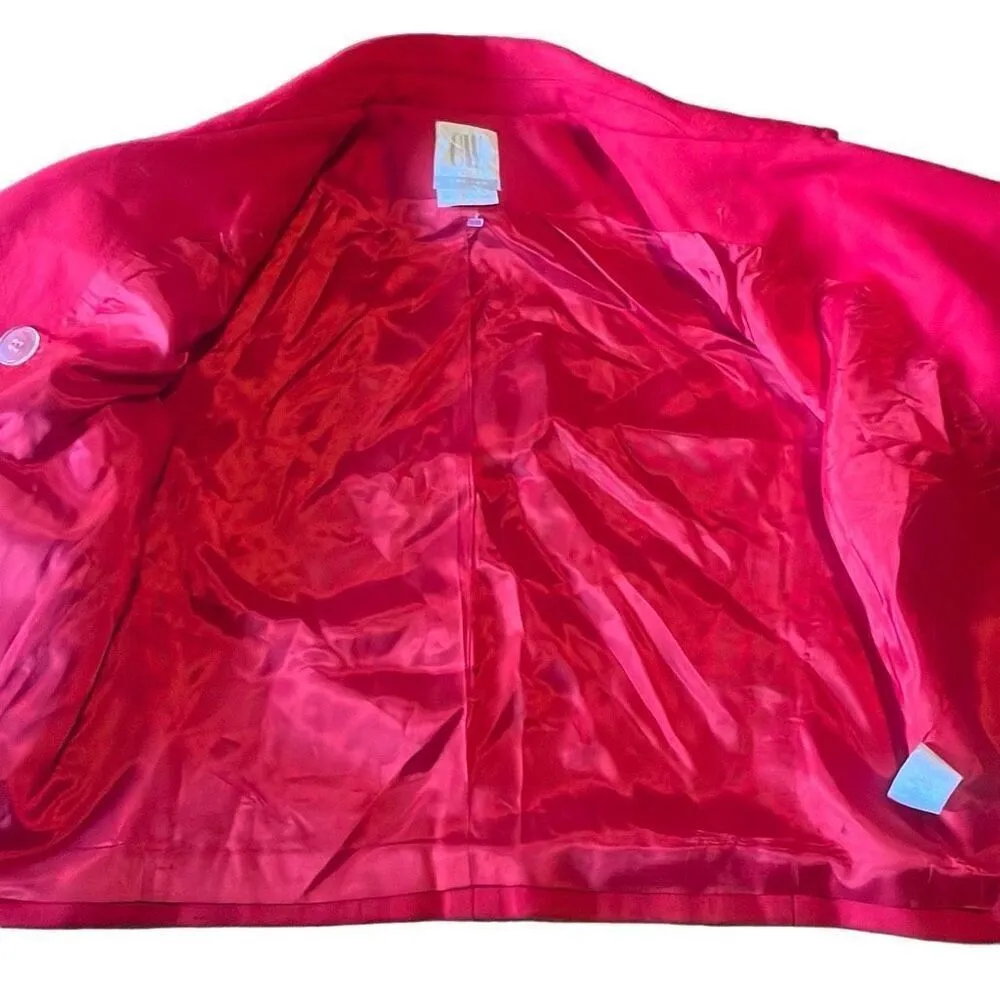 Vintage CW Clifford & Wills Red Crop 100% Wool Peacoat Jacket Gold Buttons Sz 8P - Image 5