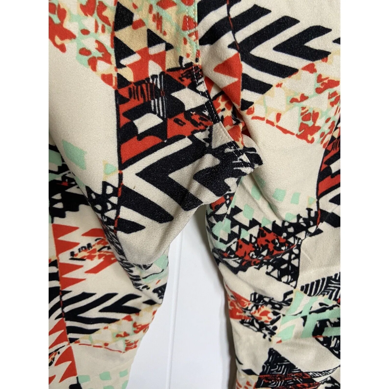 LuLaRoe Womens Leggings‎ Sz TC Cream Orange Black Mint Funky Print 12 14 16 18 - Image 7