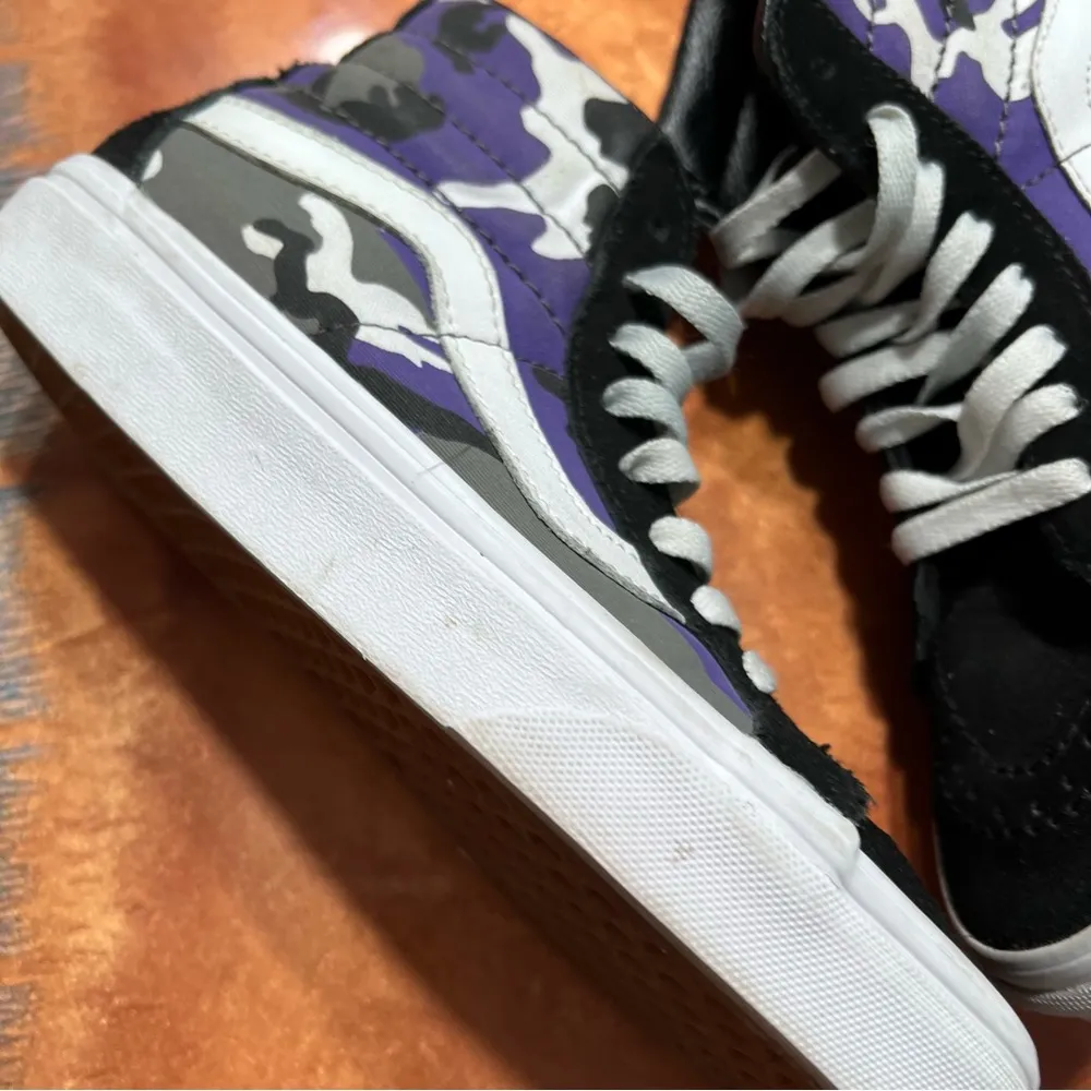 Vans Sk8 Hi Pop Camo Black Purple Gray Suede Shoes - Image 8