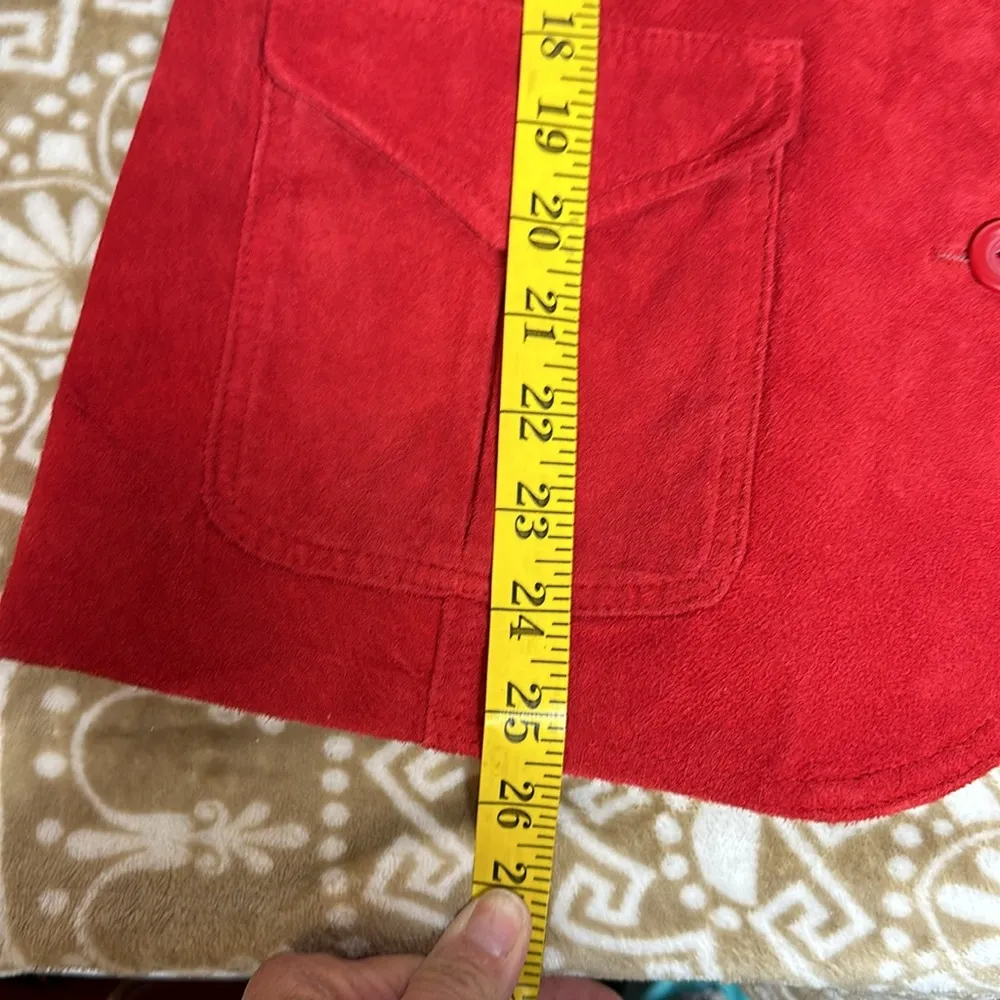 Liz Claiborne Women's Red Suede Button Down Jacket Blazer Pockets Size Medium P - Image 5