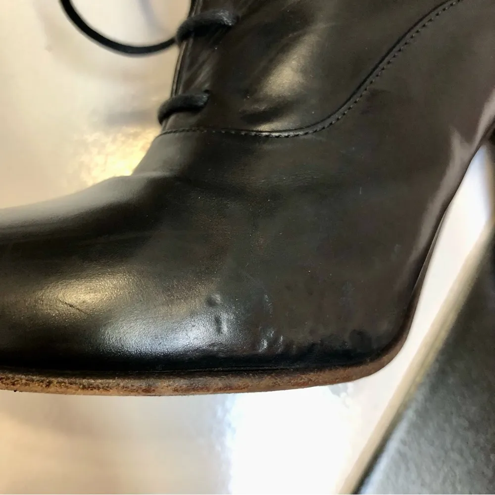 Vintage  Oxford Sling Back Reptile Embossed Leather Wood Heel 7.5 - Image 4