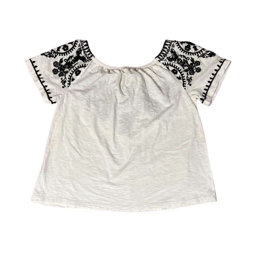 Solitaire Off Shoulder Embroidered Linen Top - Image 2