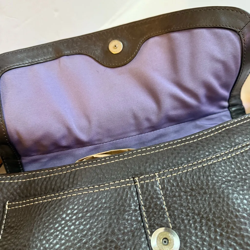 Vintage COACH Brown Pebble Leather Shoulder Bag, "Chelsea" Flap Bag F12336 - Image 3