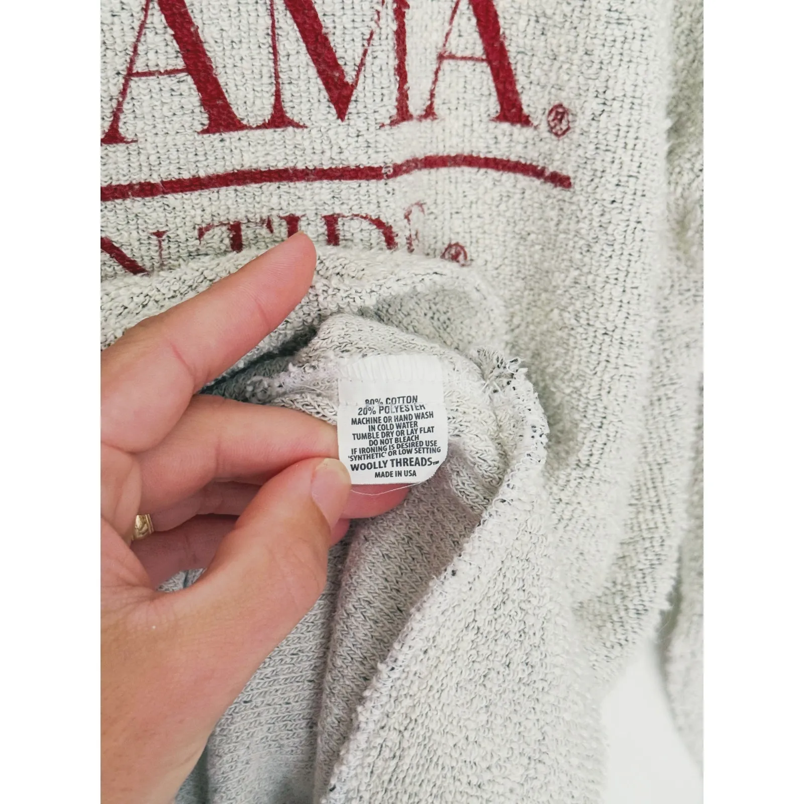 Wooly Threads Womens Alabama Crimson Tide Vintage Sweater Small Collegiate Cozy White - Image 5