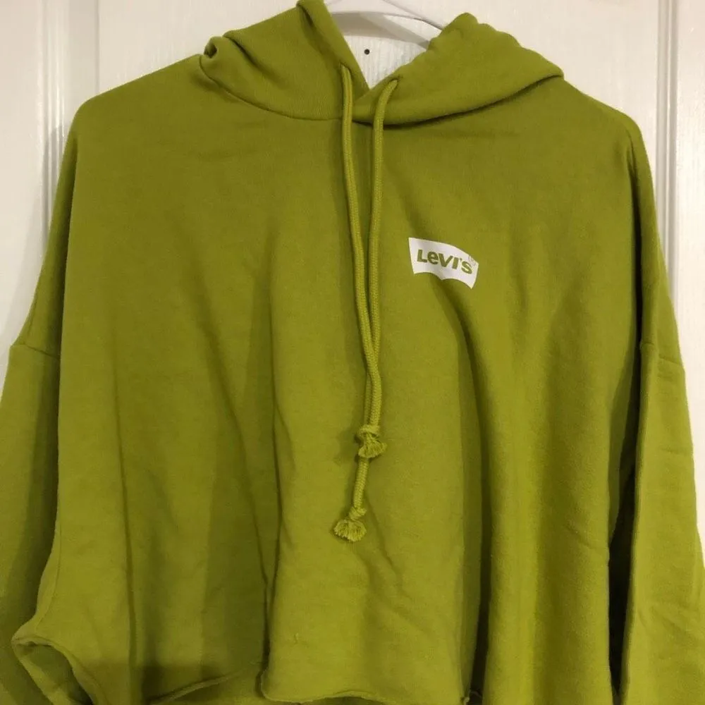 Brand New Levi’s Spilt Pea Prism Crop Pullover Hoodie For Women Size Medium Green - Image 3