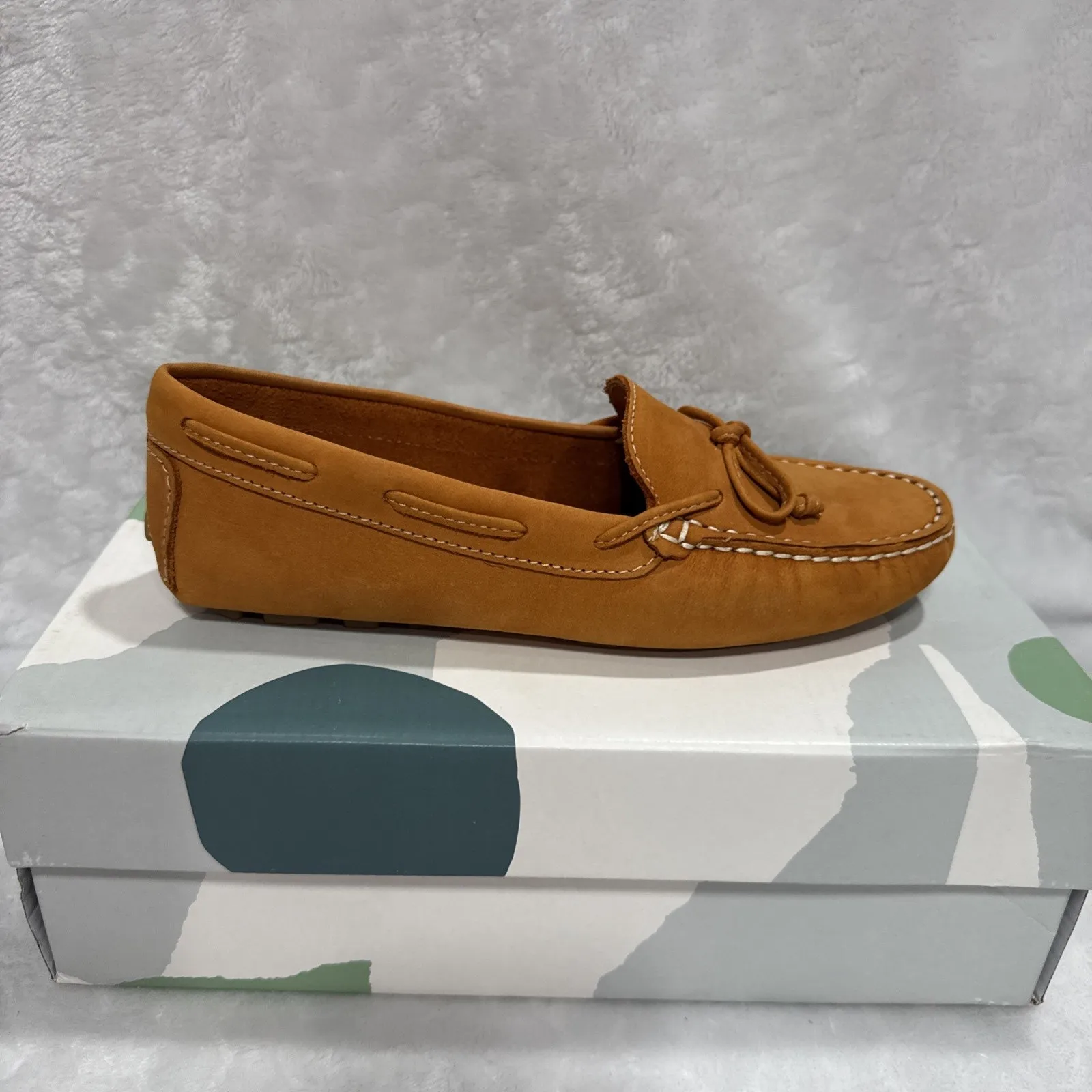 Earth Origins Leather Driving Moccasins Monarch Womens 6W Orange Casual Comfort - Image 2