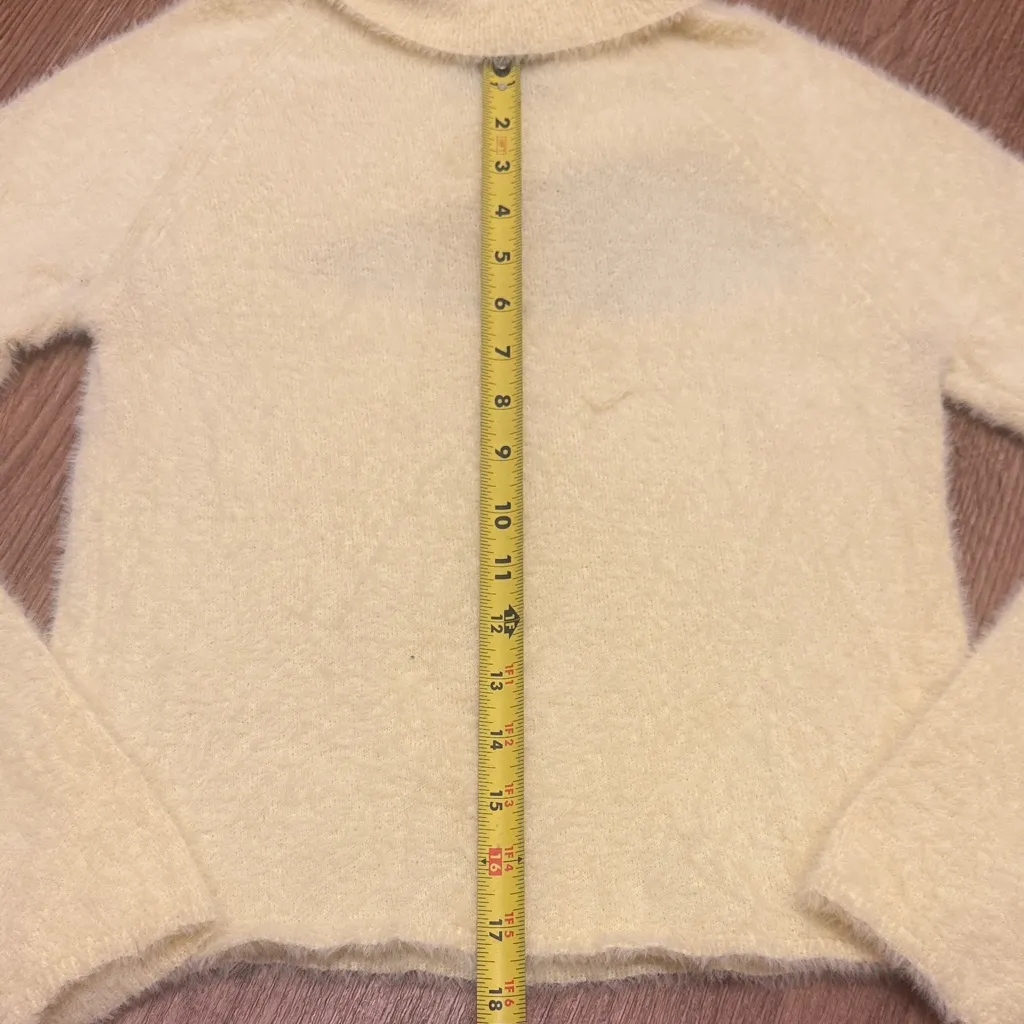 ASOS Design Size 10 Butter Yellow Soft Turtleneck Sweater Asymmetrical Cutout - Image 3