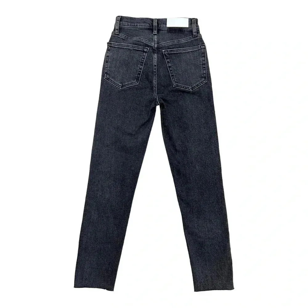 RE/DONE 90S High Rise Straight Leg Jeans Stoned Noir Black Size 24 - Image 6