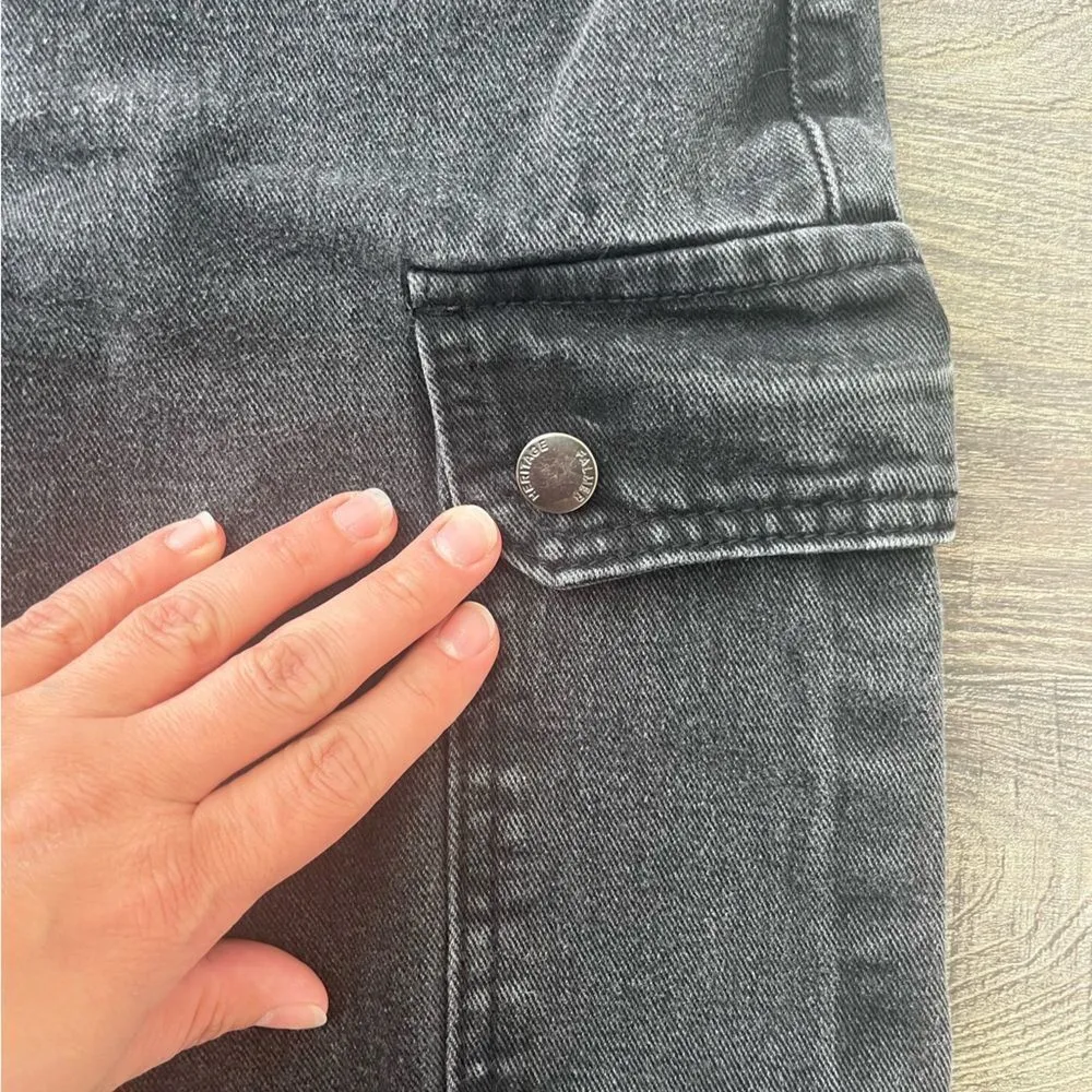 Shein High Rise Distressed Black Cargo Jeans - Size S - Image 5