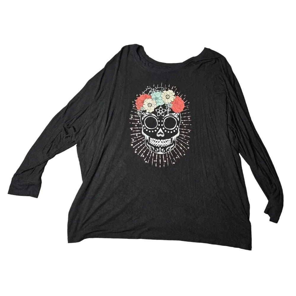 Torrid Super Soft Skull Black Dolman Tee - Image 2