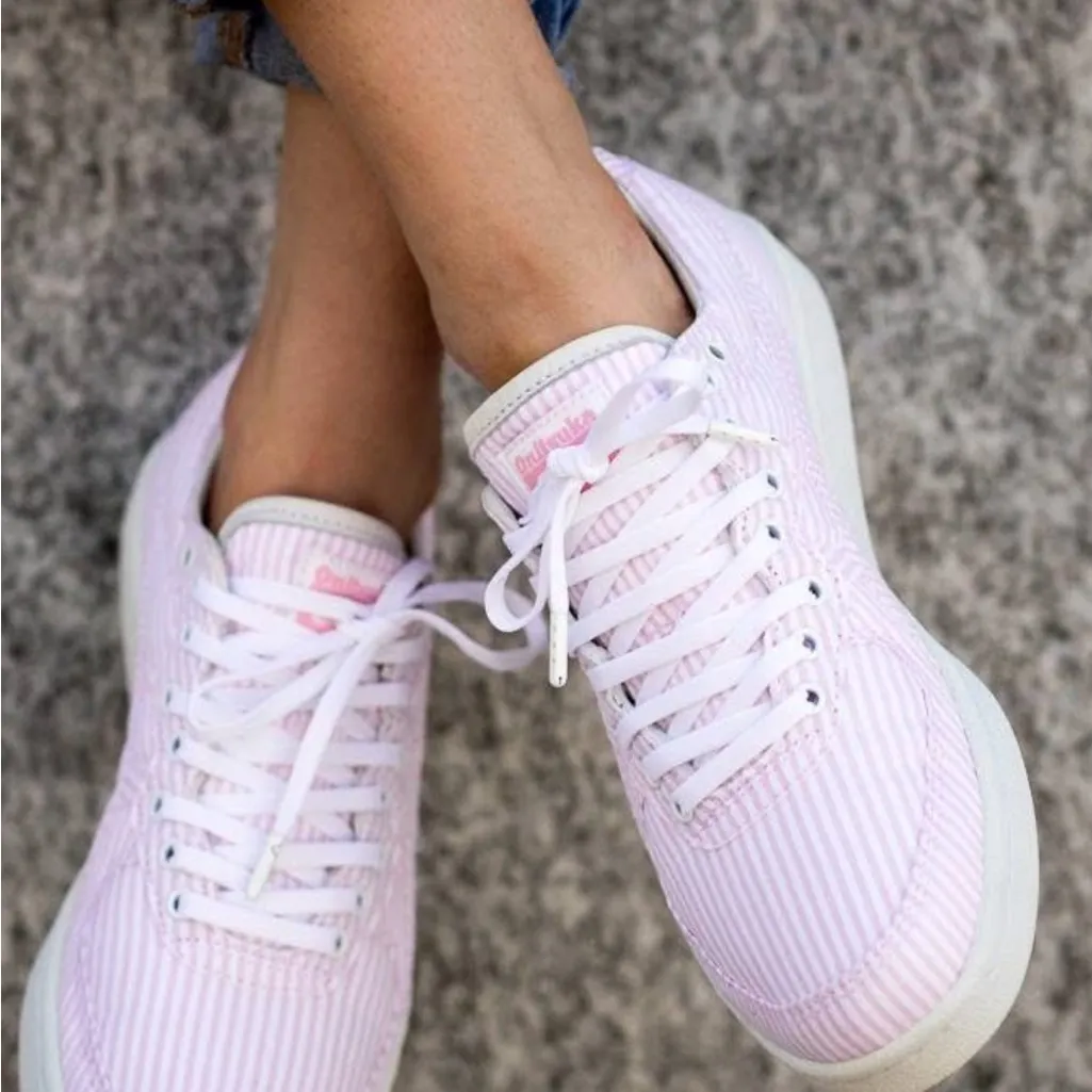 Onitsuko Tiger & Naked seersucker pink vegan kicks Rare in “ candy” Size 9.5 - Image 4