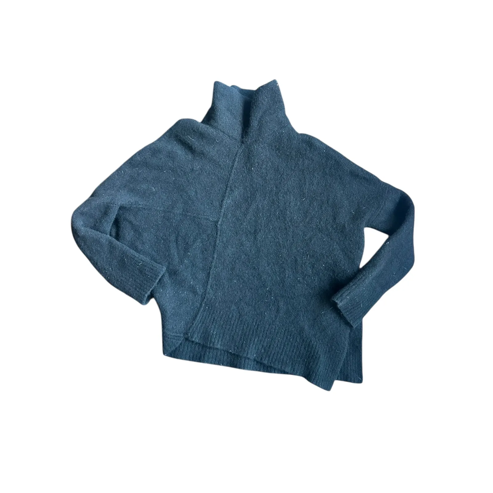 AllSaints Lock Roll Neck Sweater Black Asymmetrical Knit Women's Size Small - Image 4