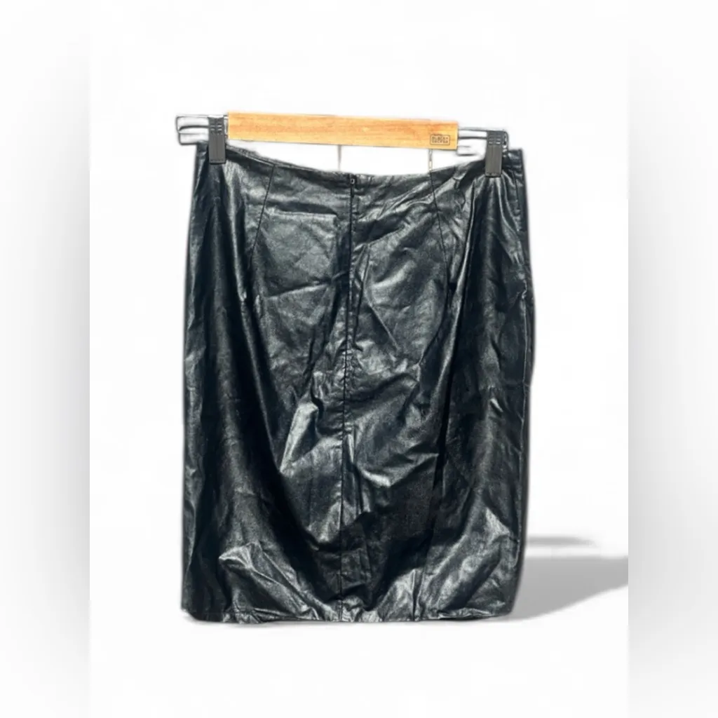 Mable Black faux Leather Button detail Skirt Size M - Image 10