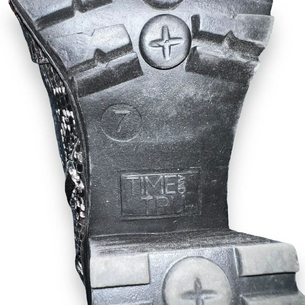 Time and Tru Womens Snakeskin Ankle Boots Moto Combat Biker Chunky Heeled Size 7 - Image 11