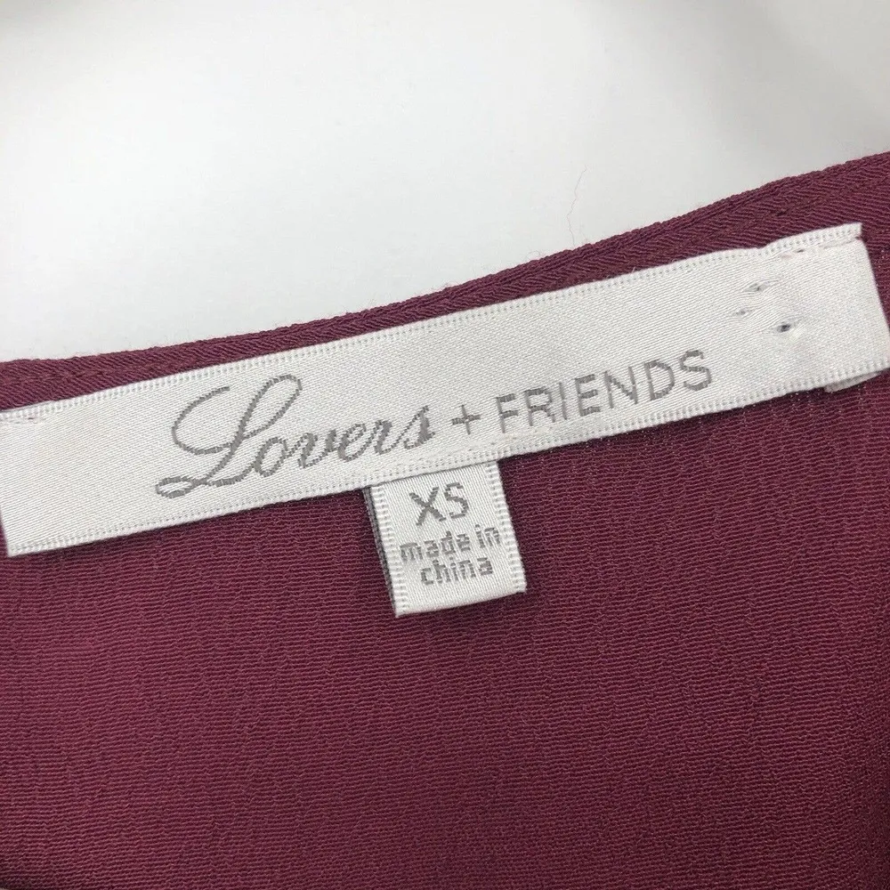 NEW Lovers + Friends Maroon Top Blouse High Low Long Split Sleeves Size XS - Image 9
