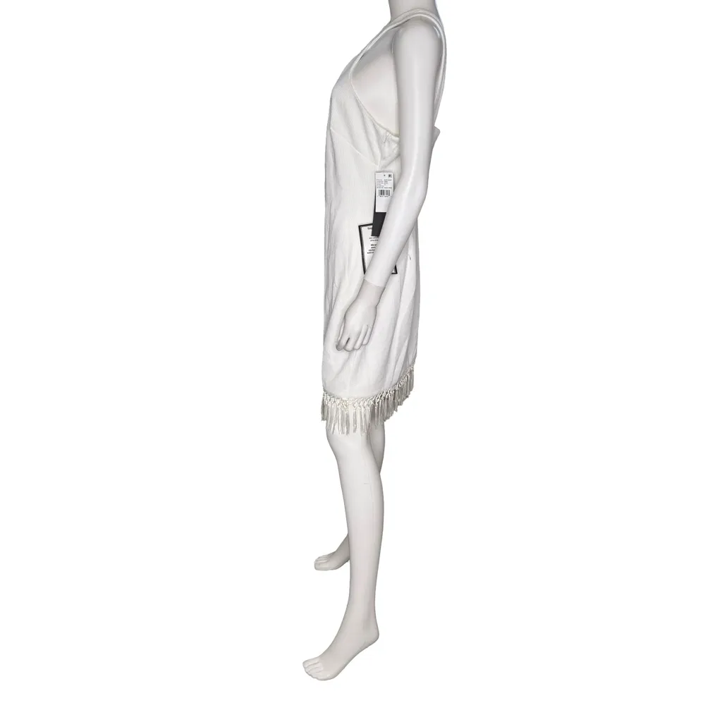 Adrianna by Adrianna Papell Women's Halter-Neck Fringe-Trim Sheath Dress Sz 12 - Image 3