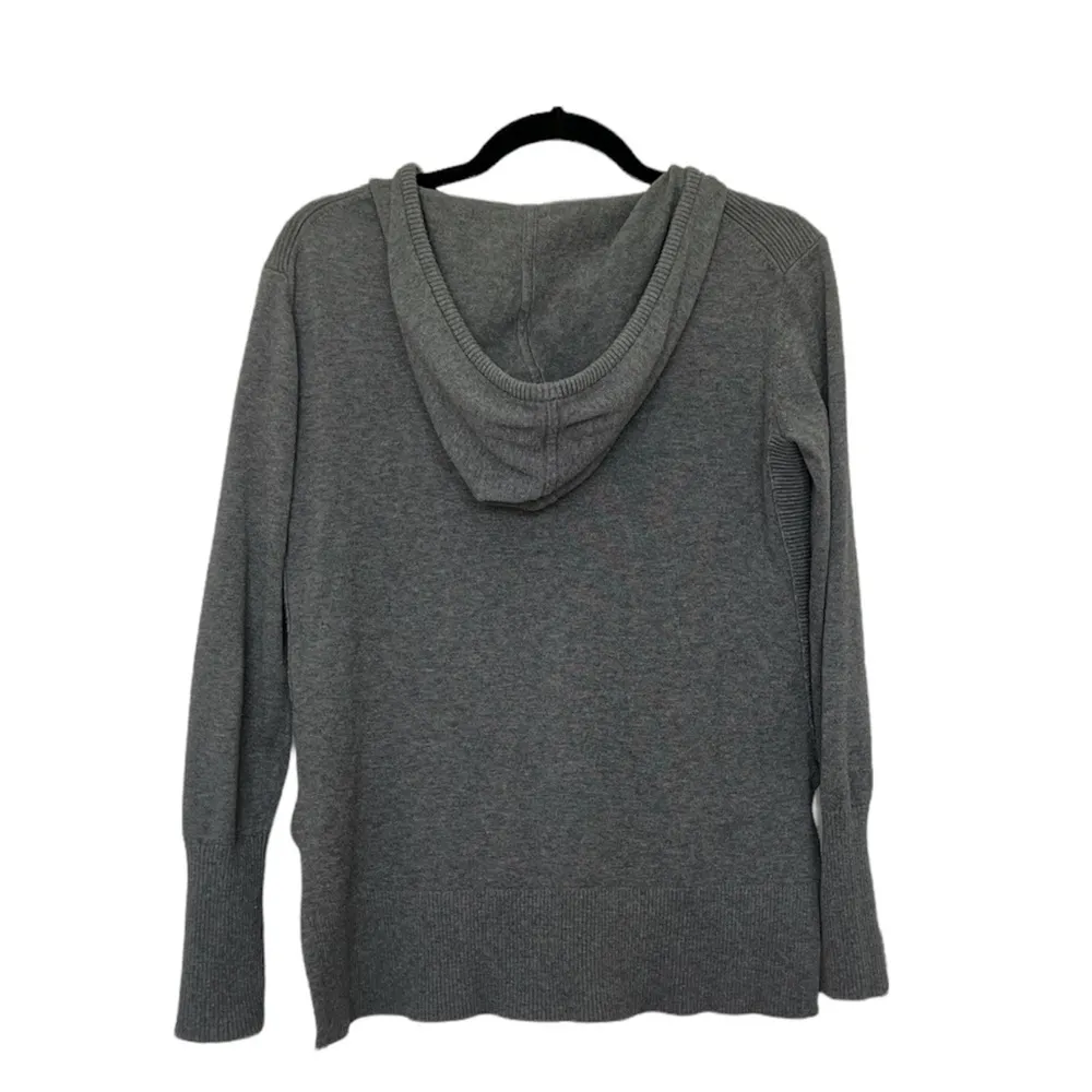 Athleta Aster Ottoman Rib Sweater Hooded Pullover | Grey | Small - Image 3