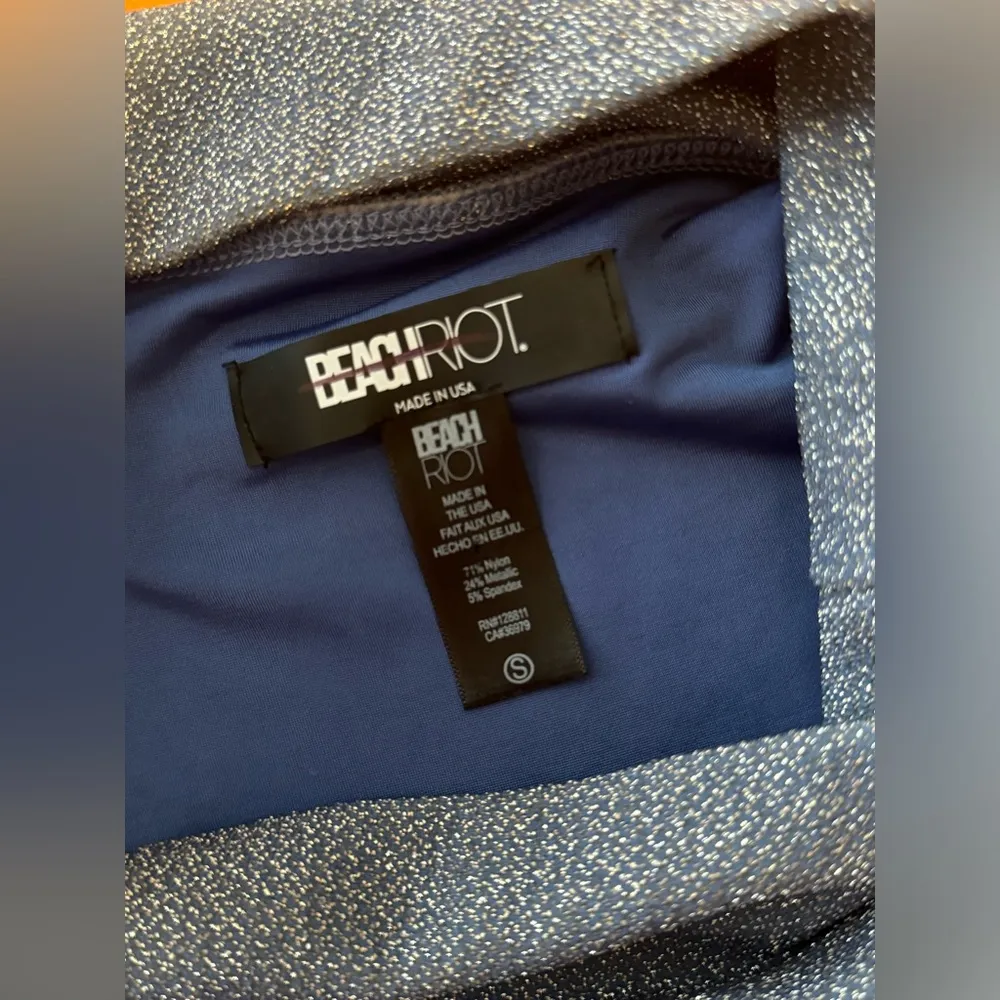 Beach Riot NWOT   Highway Bikini Shimmer Bottoms High Waist High Leg Glitter - Image 4