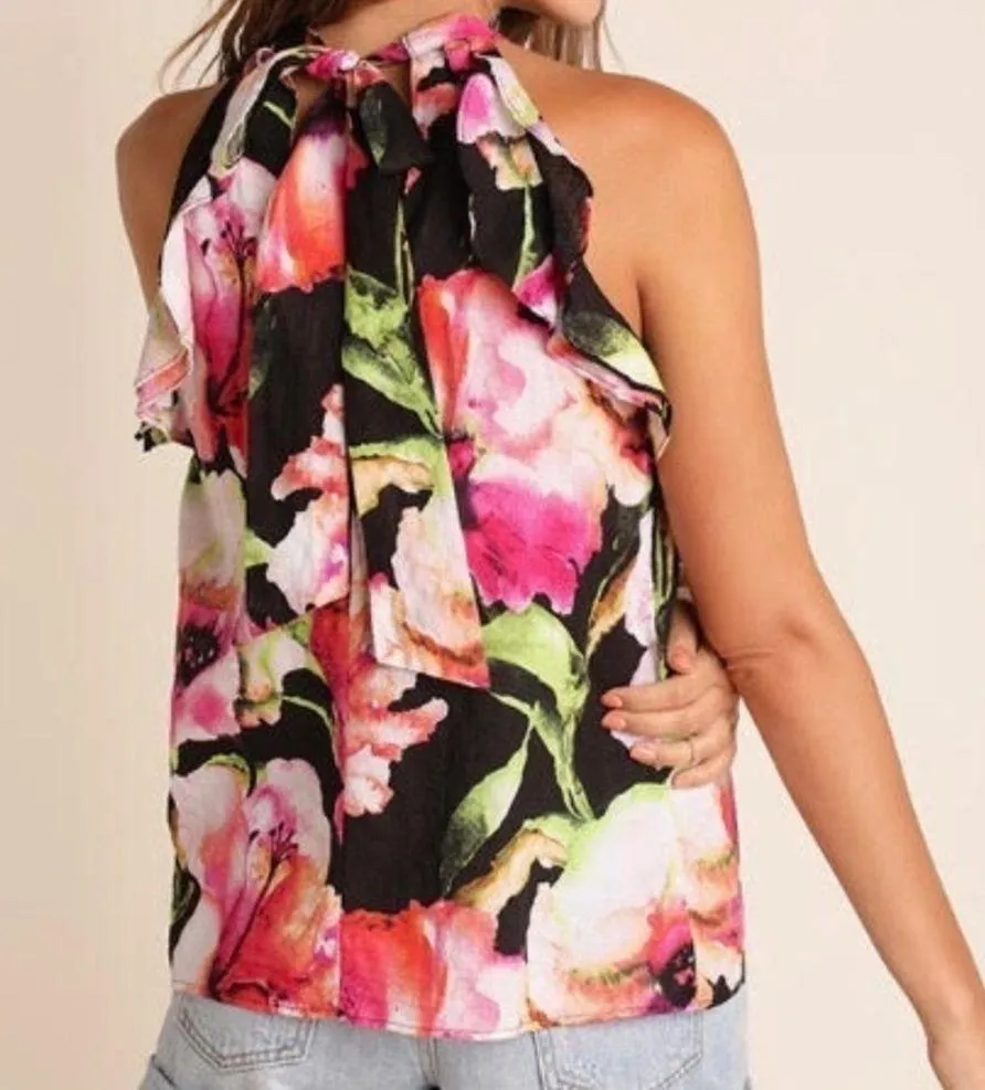 Umgee Tropical Floral Sleeveless Lightweight Summer Cruise Vacay Casual Top S - Image 2