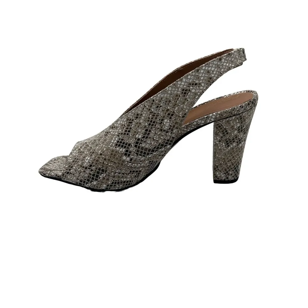 Journee Collection Shoes Women 10 Gray 100% Leather Elena Snakeskin Peep Toe NEW - Image 4