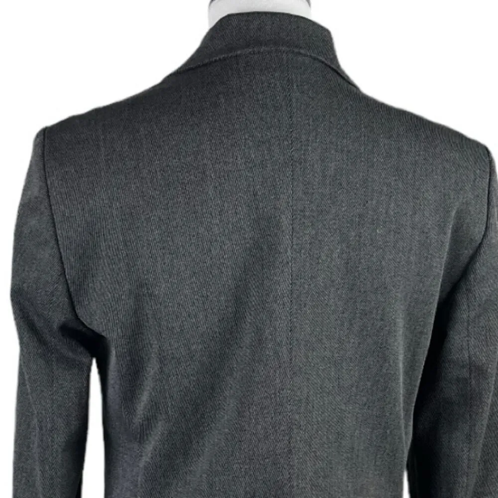 Benetton Blazer One Button Notch Lapel Classic Charcoal Gray Women’s Size 12 - Image 8